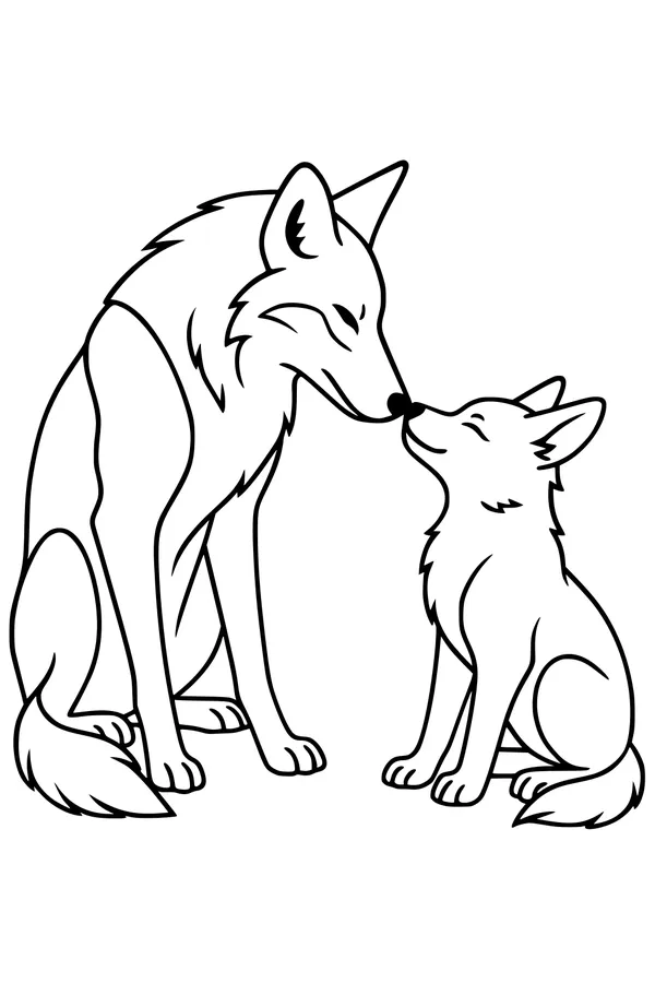 Nose-to-Nose Coyote Snuggle Moment