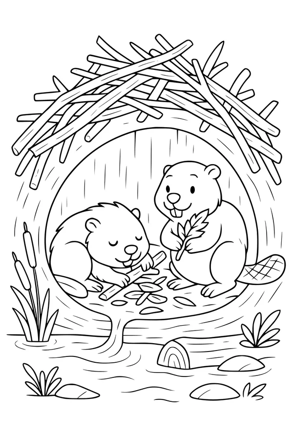 Busy Beavers in Their Cozy Lodge