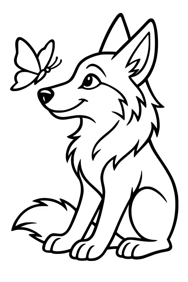 A Curious Coyote Meets a Butterfly