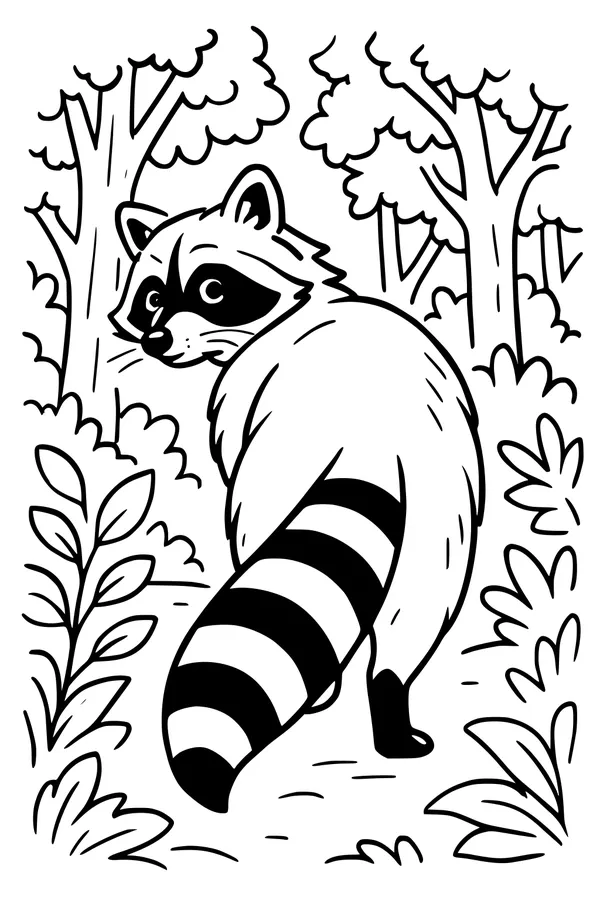 A Sneaky Raccoon in the Forest