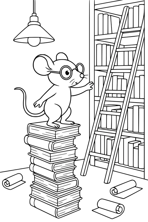 Martin Mouse at the Tallest Book Tower
