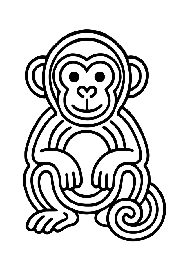 Smiling Monkey with Swirly Tail
