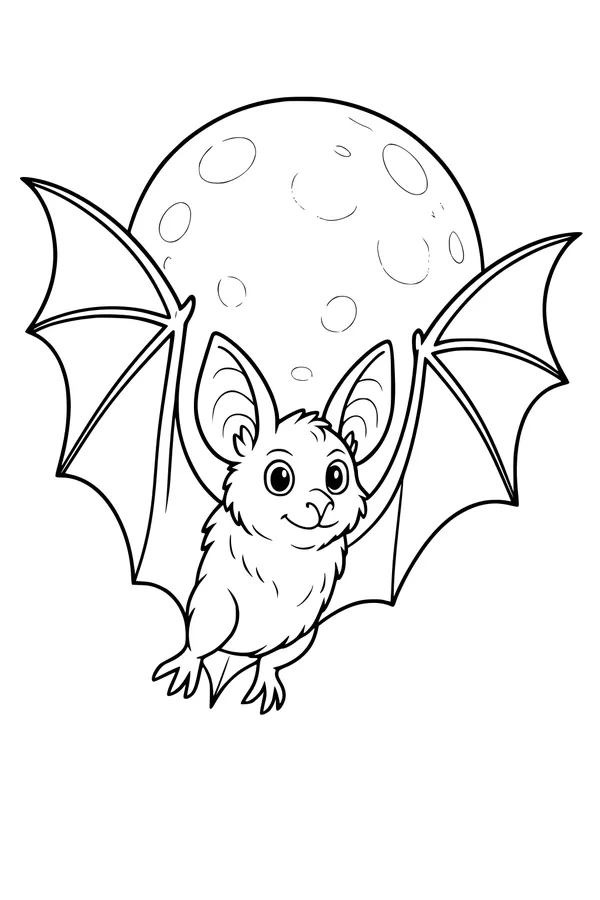 Bright-Eyed Bat and Glowing Moon Night