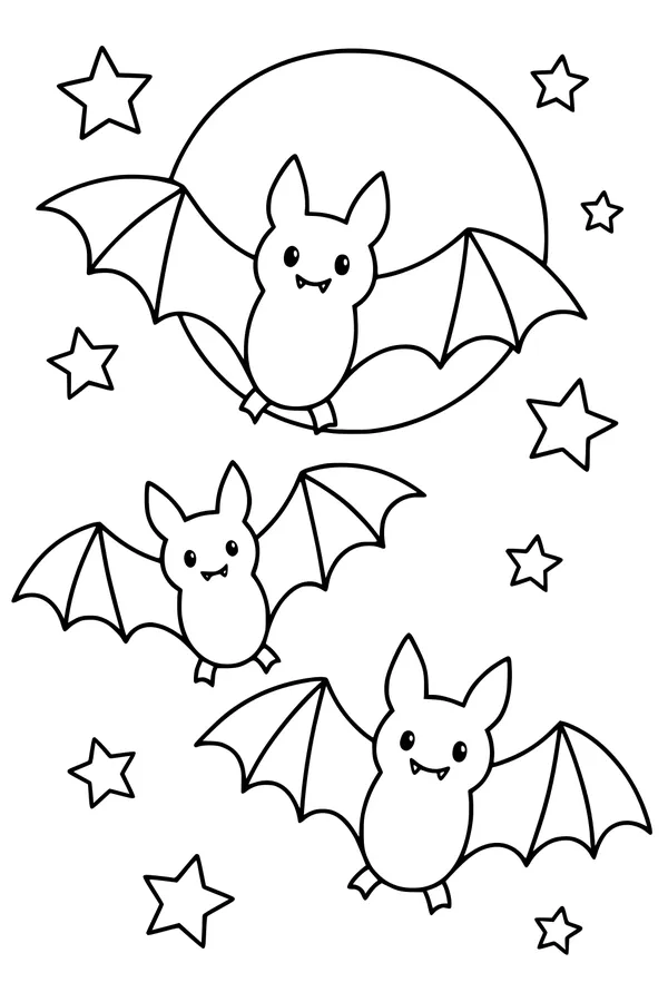 Midnight Bat Friends in the Starry Sky