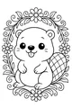 Beaver Buddy in a Forest Flower Frame