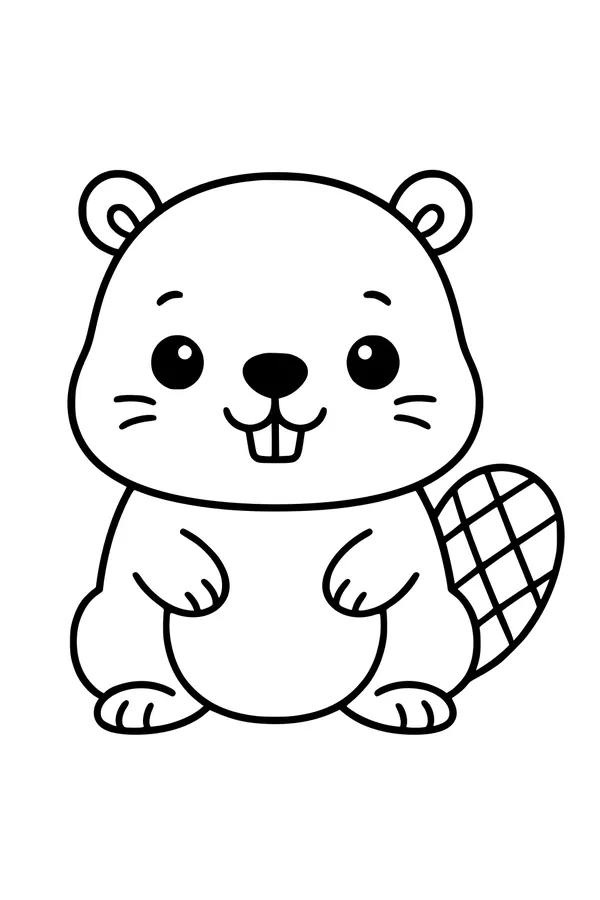 Smiling Beaver with Wiggly Whiskers