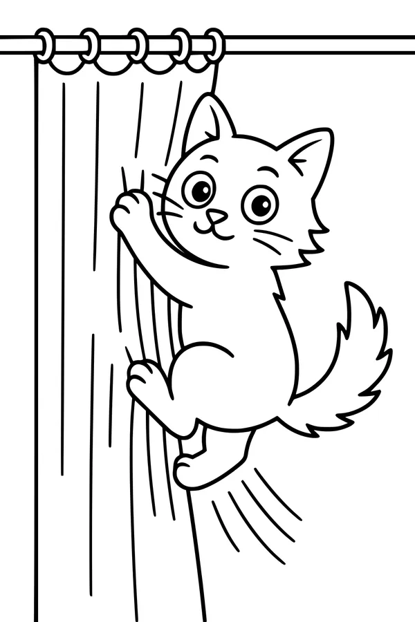 Mischief on the Living Room Curtains