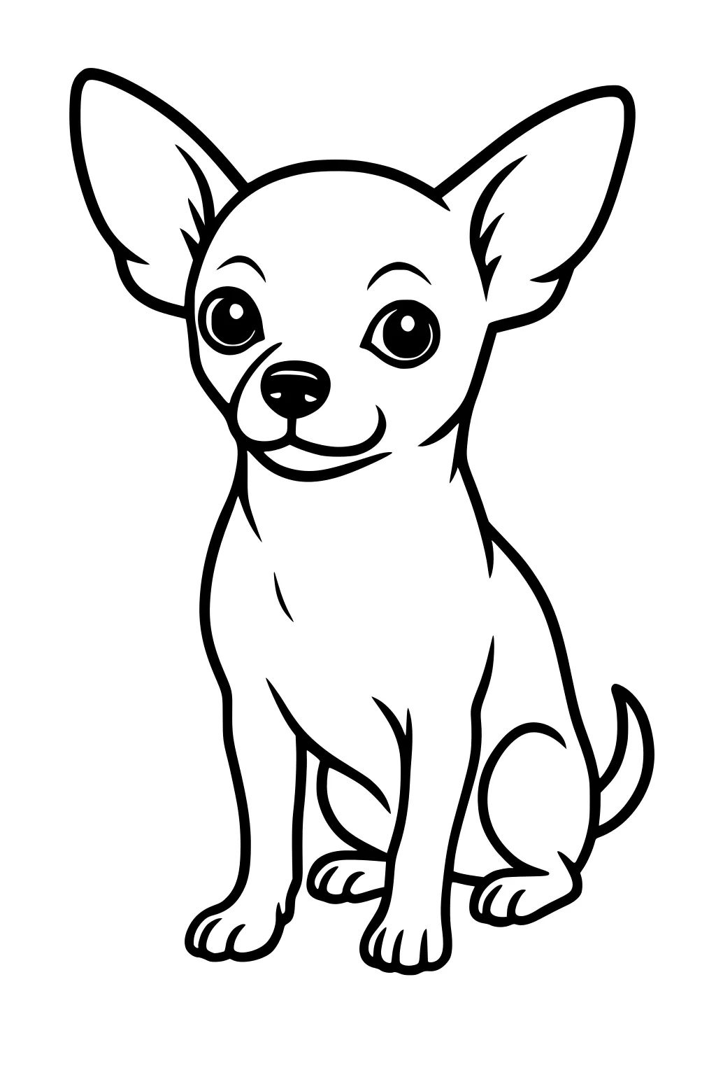 Chihuahua dog sitting with big upright ears and a cheerful face.
