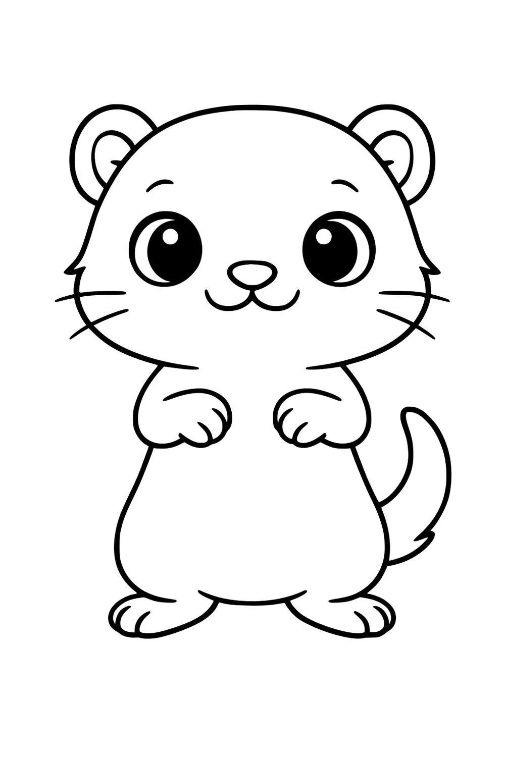 Cartoon ferret standing upright with paws raised, large eyes, small ears, and a curved tail.