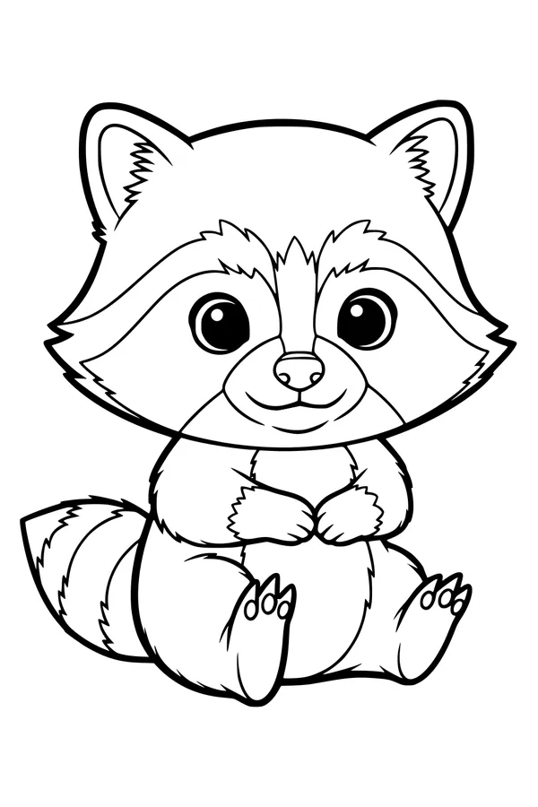 Rosie the Playful Raccoon Sits Down