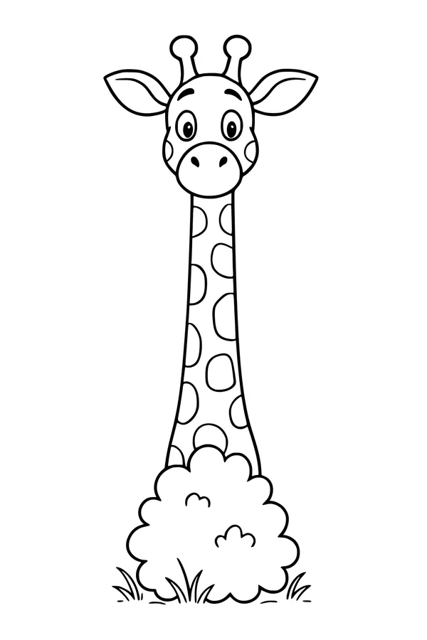 Tall Giraffe Peeks Over the Bushes
