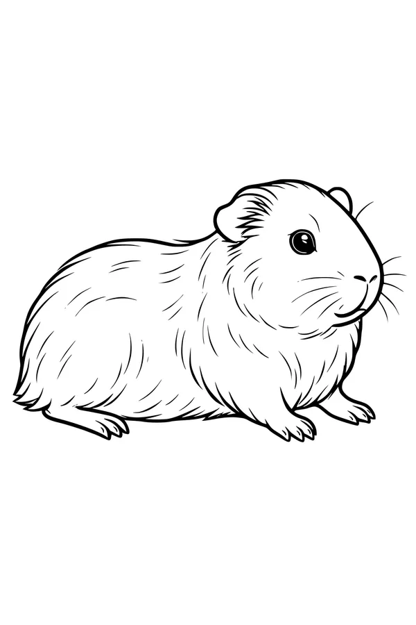 Fluffy Guinea Pig Sits in the Sun