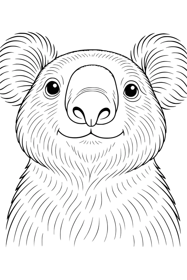 Smiling Koala with Fluffy Ears
