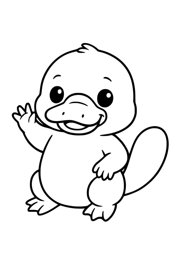 Waving Platypus by the Riverbank