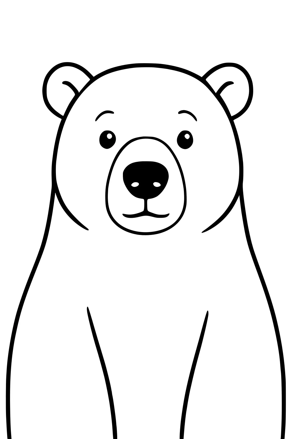 Simple cartoon polar bear sitting upright, facing forward with rounded ears and a soft expression.