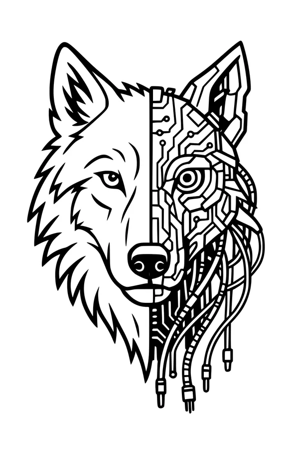 Circuit Howl Wolf Portrait