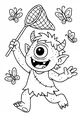 Free Cyclops Coloring Page - Cute Boy Chasing Butterflies (Printable PDF)
