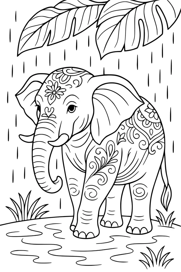 Rainy Day with an Ornate Elephant