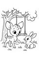 Deer and Bunny Under the Swing Tree