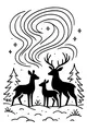 Deer Family Beneath the Northern Lights