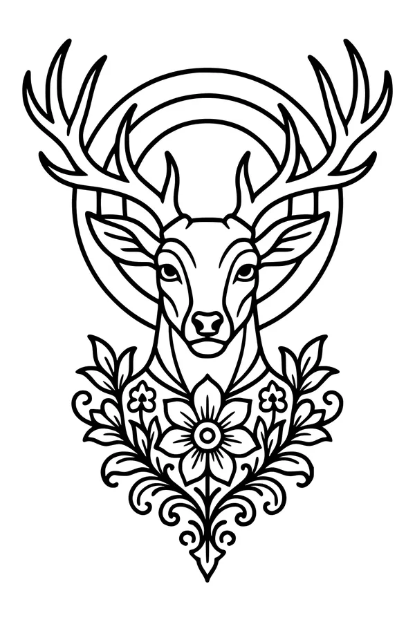 Stately Deer with Forest Blooms