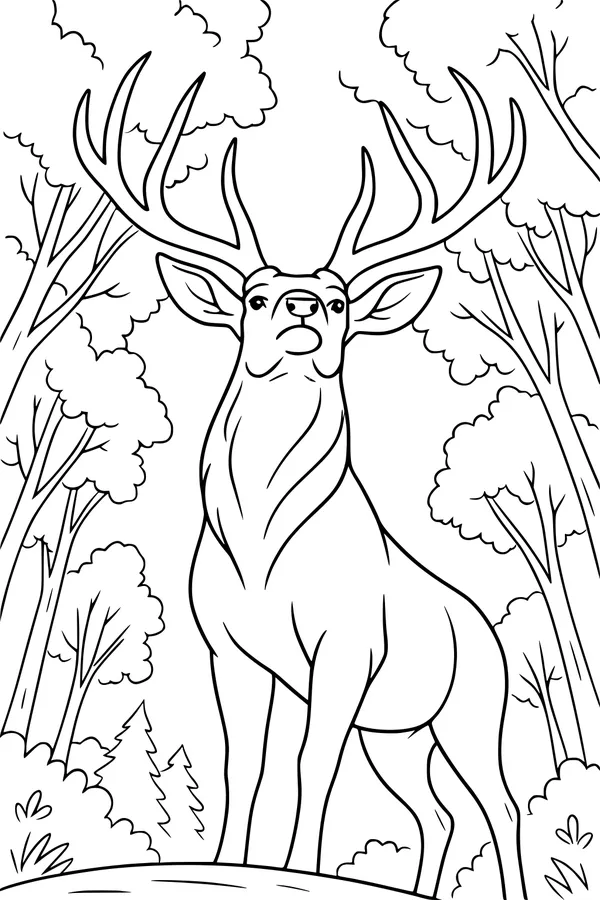 Morning in the Forest With a Proud Deer