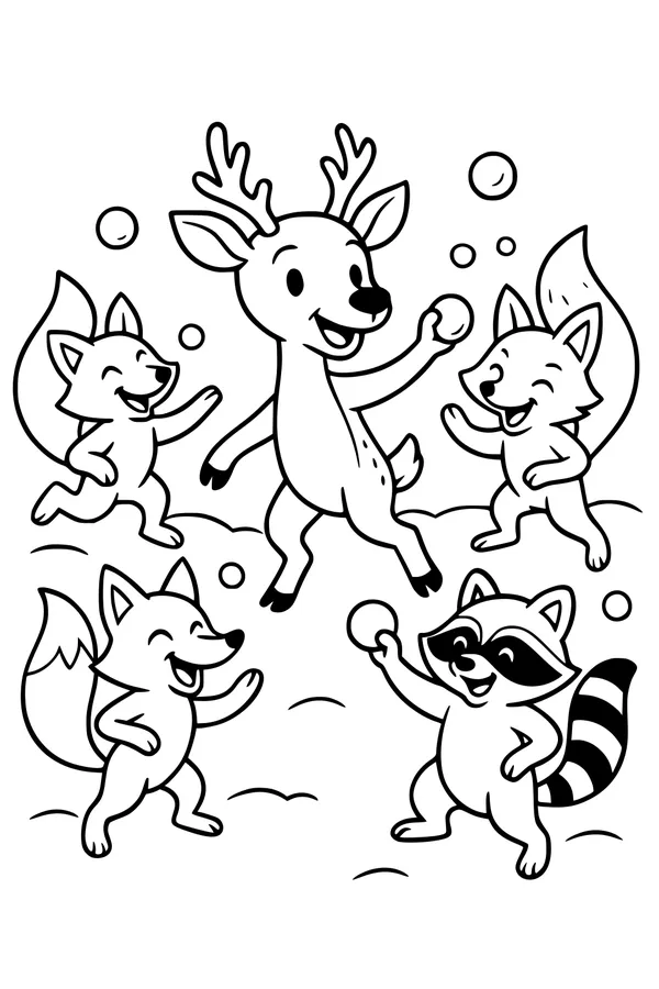 Snowball Fun with Forest Friends