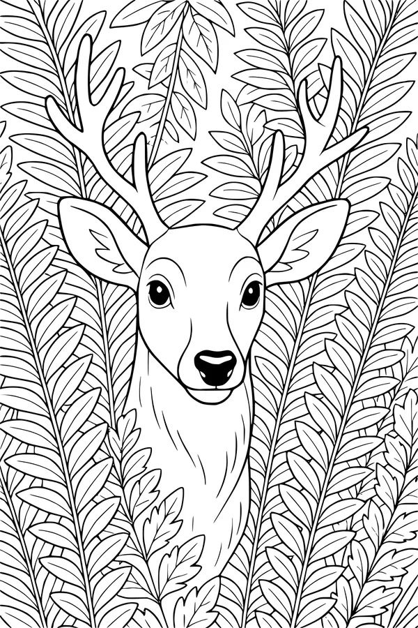 Forest Peek: Curious Deer and Ferns