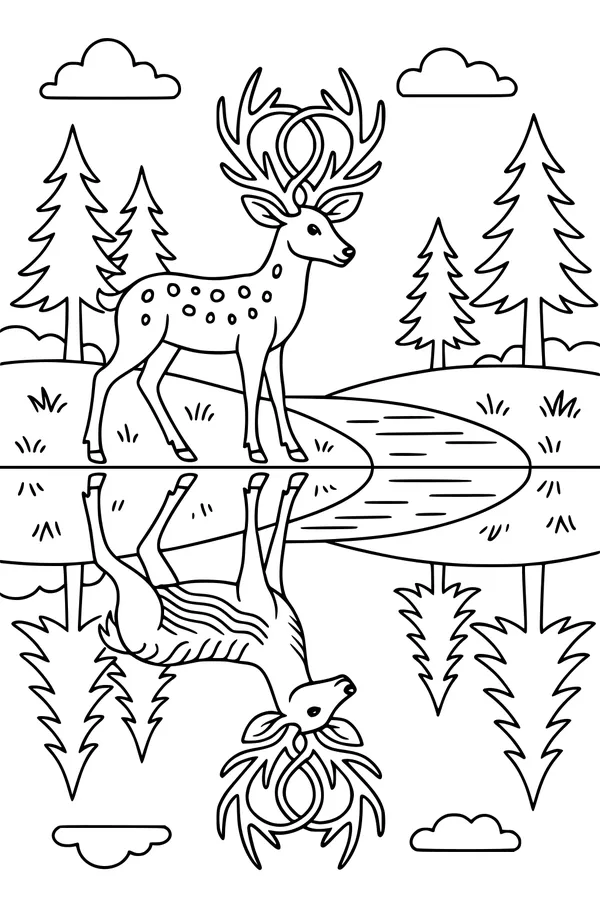 Starlight Antlers by the Forest Pond