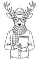 Dapper Deer With a Sketchbook