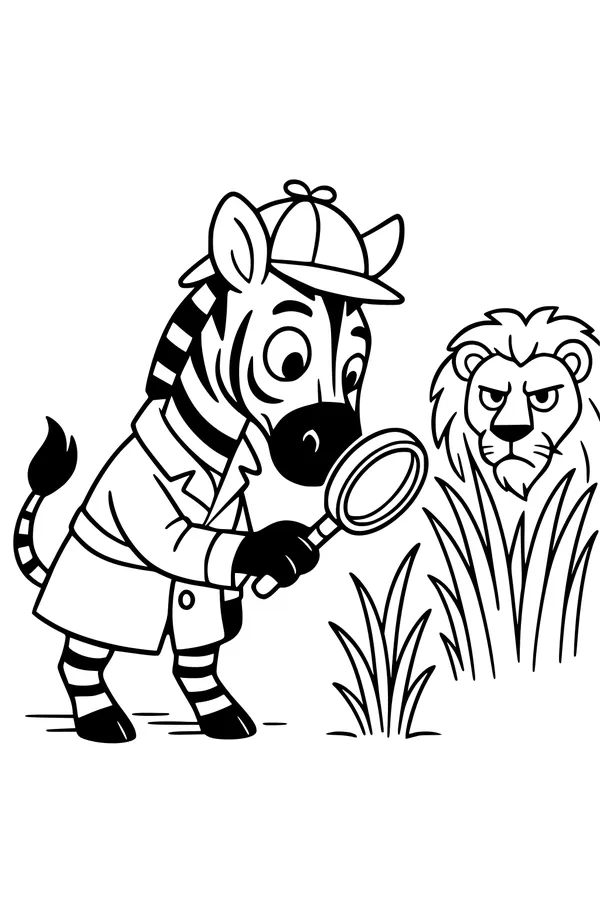 Detective Zebra and the Sneaky Lion