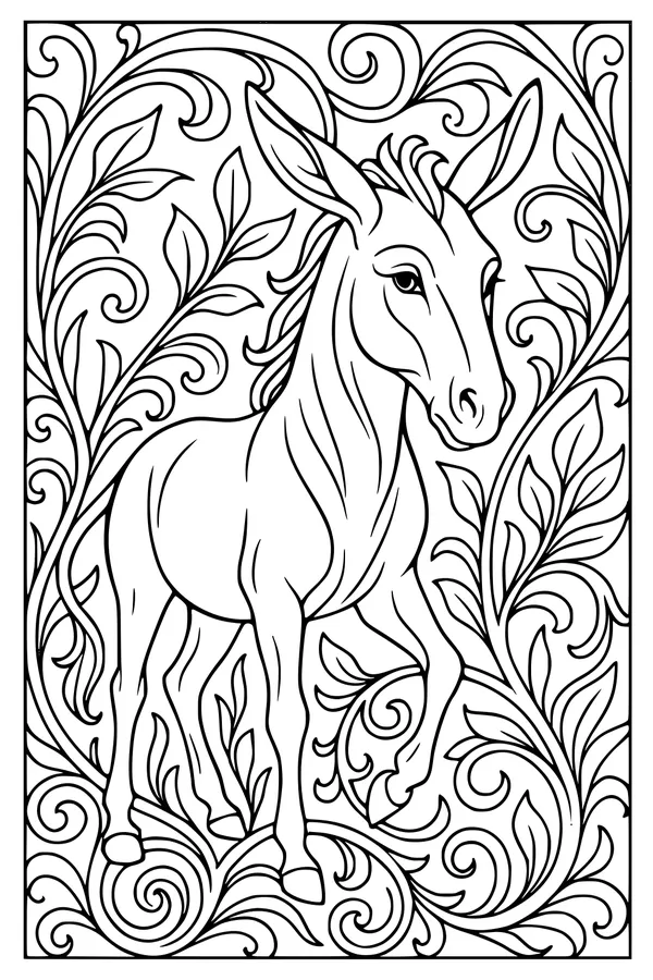 Daisy the Donkey in a Leafy Garden