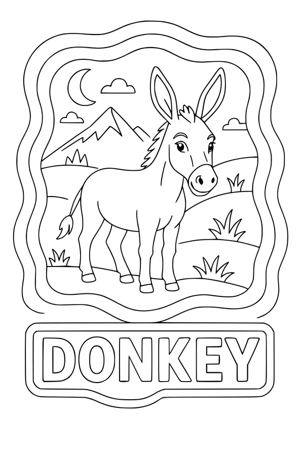 Donkey Under the Moonlit Mountains
