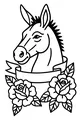 Donkey with Blossoms and a Ribbon Banner