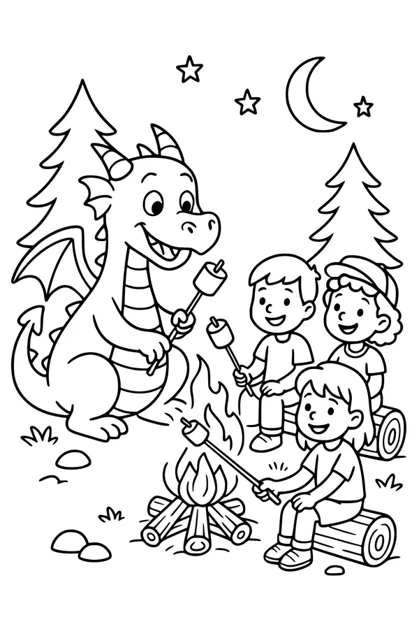 Campfire Marshmallows With a Friendly Dragon