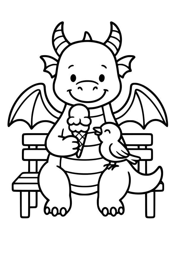 Dragon and Bird Share Ice Cream