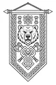Free Dwarven Bear Clan Banner Coloring Page - Heraldic Emblem With Axes and Knotwork (Printable PDF)