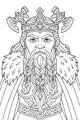 Free Dwarf King Coloring Page - Braided Beard and Axe Crown (Printable PDF)