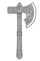 Free Dwarf Axe Coloring Page - Celtic Runes and Knotwork Blade (Printable PDF)