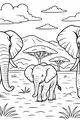 Elephant Family Walks the Wild Plain