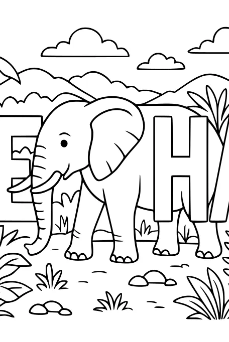 Elephant March in the Jungle Green