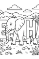 Elephant March in the Jungle Green