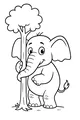 Peekaboo Elephant by the Tree