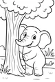 Smiling Elephant Beside a Shady Tree