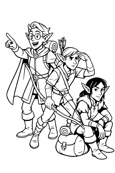 Free Elf Friends Coloring Page - Forest Trail Scouts Adventure (Printable PDF)