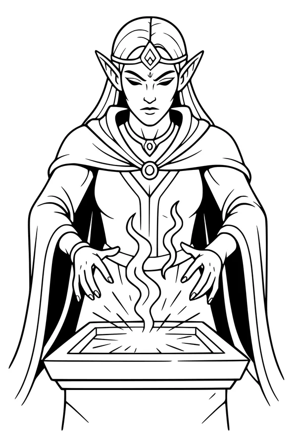 Elf Sorceress and the Shimmering Basin