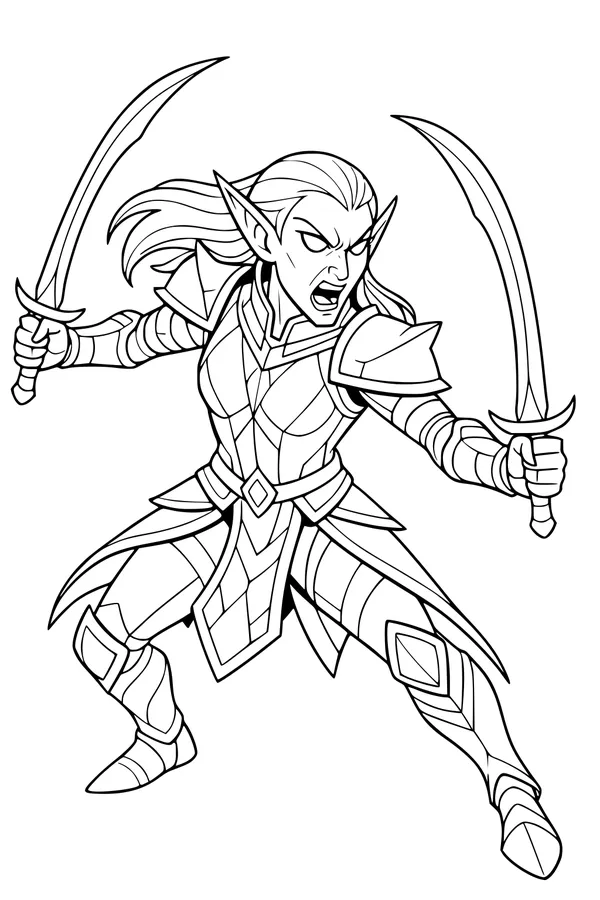 Elf Guardian with Twin Moon Blades