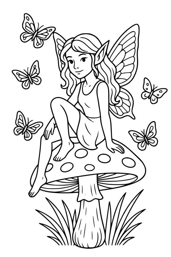 Fairy Resting on the Toadstool
