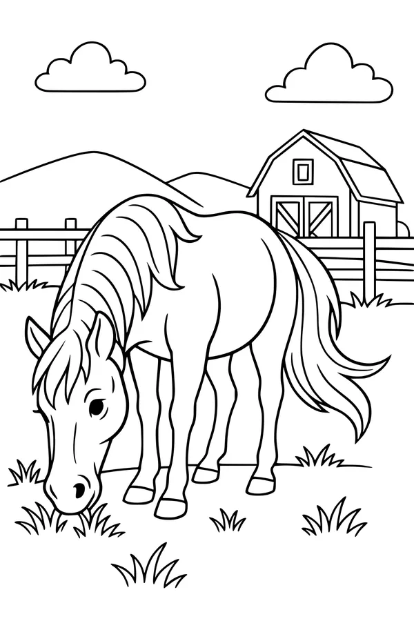 Sunny Day Grazing by the Barn