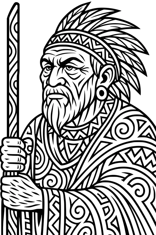 Grandpa With the Feathered Staff